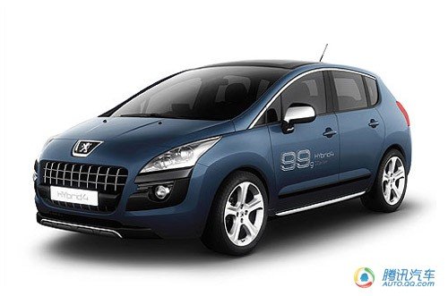 图6:标致还展出了3008 Hybrid4概念车,它采用PSA集团研发的柴油四驱油电混合系统。